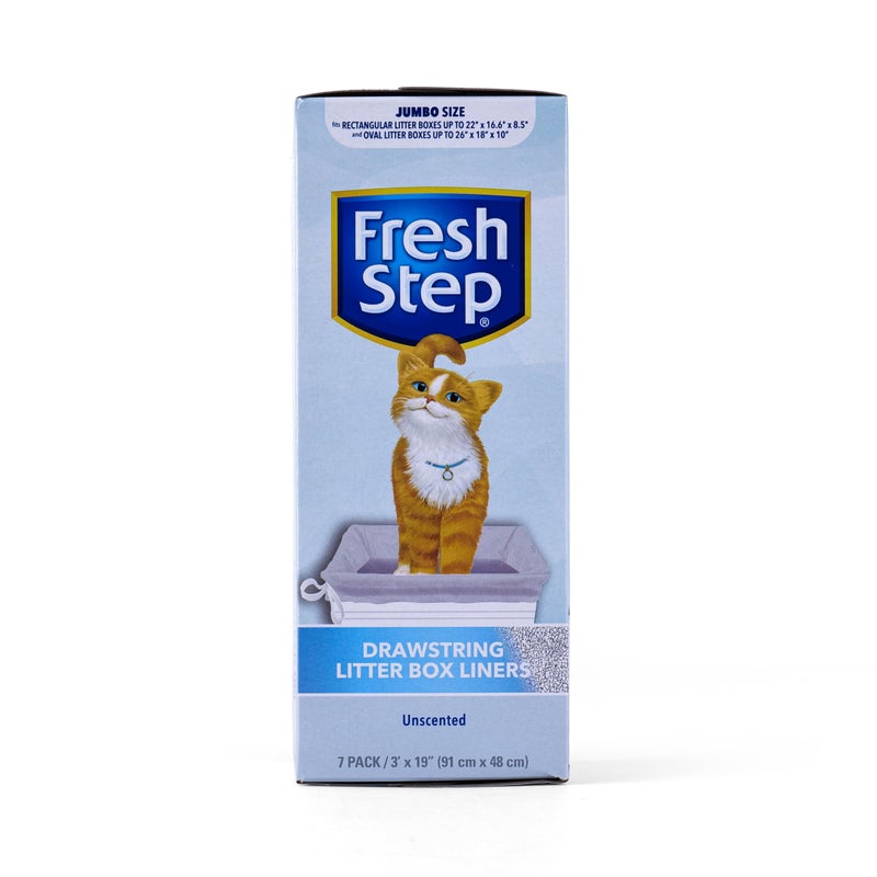 Fresh Step Drawstring Cat Litter Box Liners, Unscented - Kitty Litter Bags for Rectangle or Oval Large Litterboxes, Size Jumbo, 36" x 19" - 7 Count - Image 2